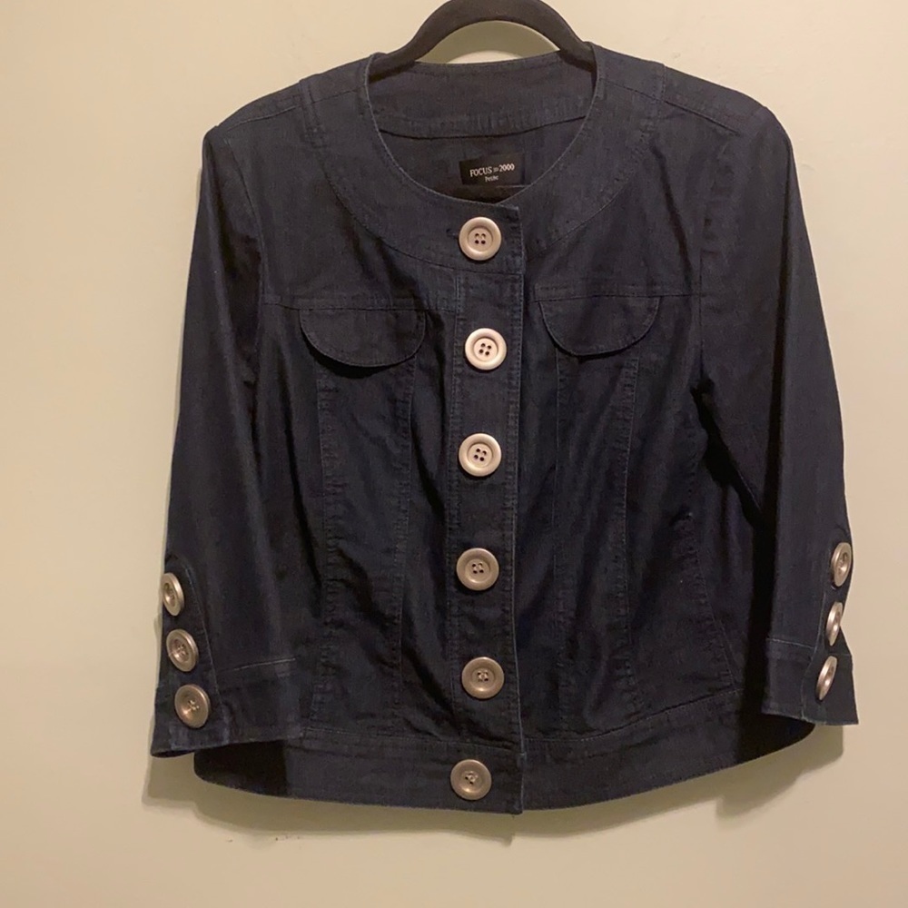 Focus > 2000 Denim Shacket with extra large Buttons